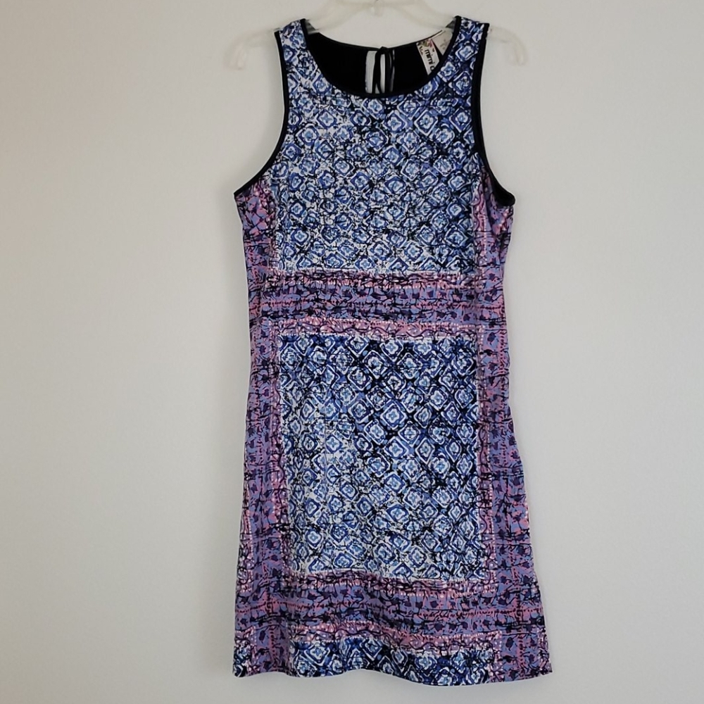 Mimi Chica Anthropologie Blue & Pink Batik Print Dress S